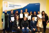 thumbnail: Seven young people from Ukranian Action in Ireland receiving their Gaisce Silver and Bronze awards from Gaisce CEO Avril Ryan and Gaisce Council members Samantha Briody and Vincent Teo in December 2023.