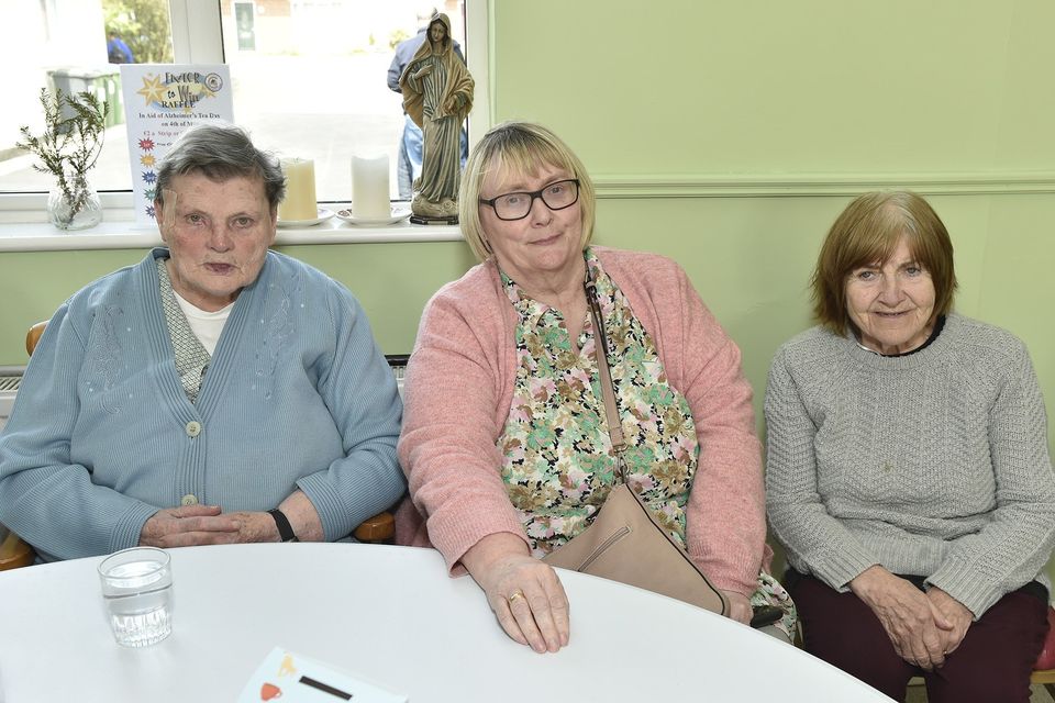 Peg Kelly, Marion Doyle and Peggy Cahill pictured at the fundraiser for Wicklow Dementia Support and The Alzheimers Society of Ireland in Carnew Community Care, Carnew on Thursday. Pic: Jim Campbell