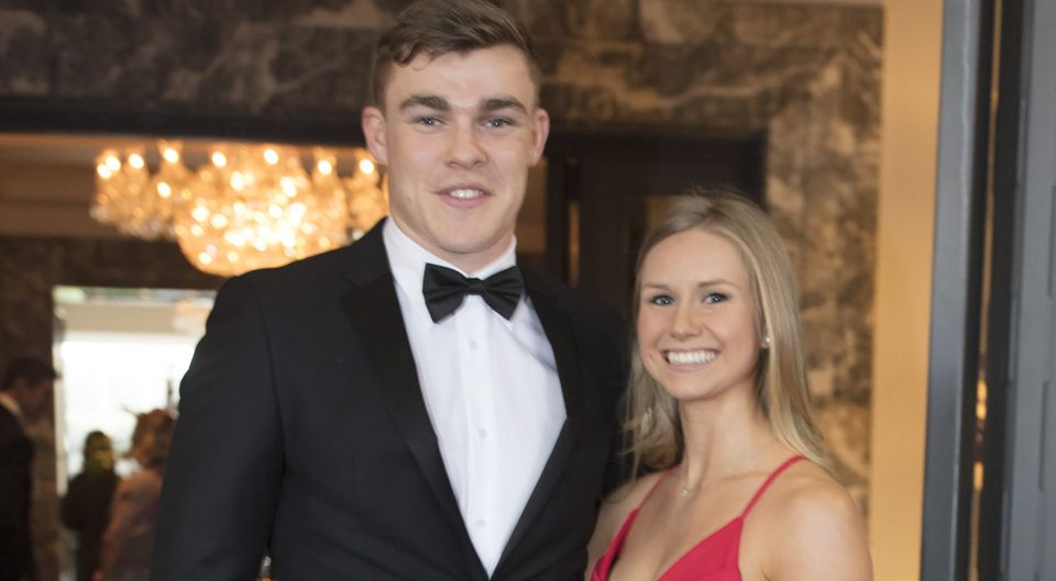 Garry Ringrose with Ellen Beirne at the Leinster Rugby Awards at the Intercontinental Hotel in Dublin. Photo: Arthur Carron