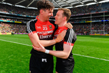 thumbnail: Barry Moran (left) and Donal Vaughan of Mayo celebrate after victory over Kerry in the All-Ireland SFC semi-final replay at Croke Park on Saturday. Photo: Brendan Moran / Sportsfile