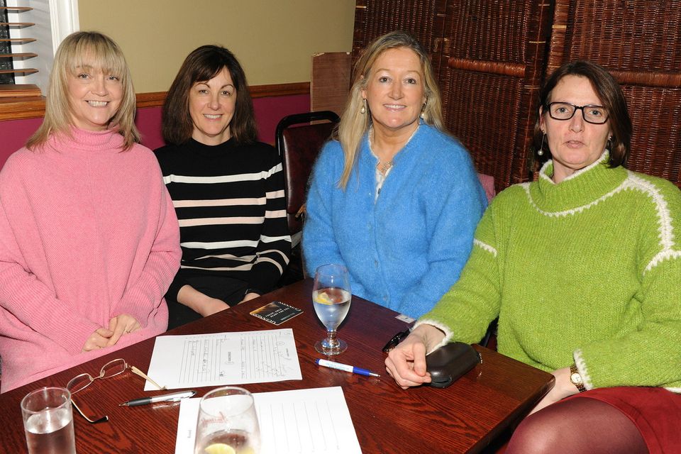 Sarah Clancy, Julie Cadogan, Barbara Lambe and Rhoda Darcy attended the table quiz in aid of the Gorey Community School Theatre and Dininghall fund in the Loch Garman Arms Hotel on Wednesday evening. Pic: Jim Campbell
