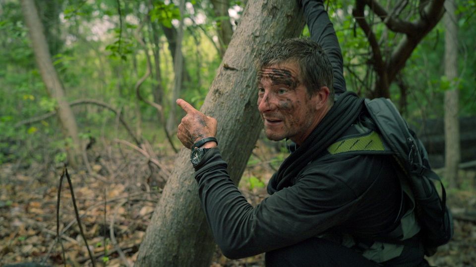 Bear Grylls in the Celebrity Bear Hunt. Photo: Netflix