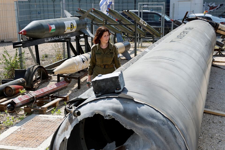 Israel's military displays what it says is an Iranian ballistic missile retrieved from the Dead Sea. Photo: Reuters