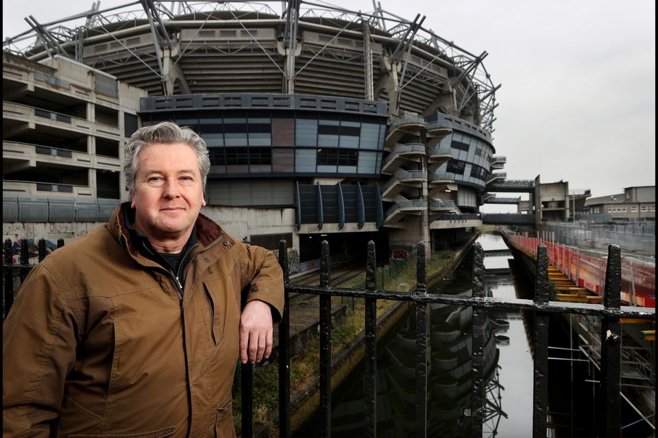 Philip Boucher-Hayes at Croke Park, which he says could become a seaside stadium as sea levels rise. Photo: Steve Humphreys
