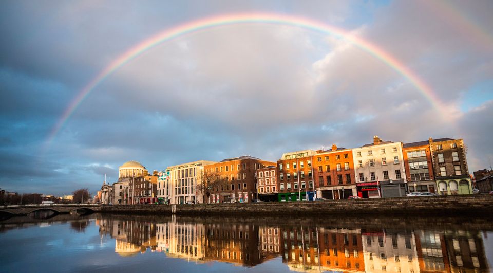 A rainbow over the  quays in Dublin. Photo: Getty/David Soanes