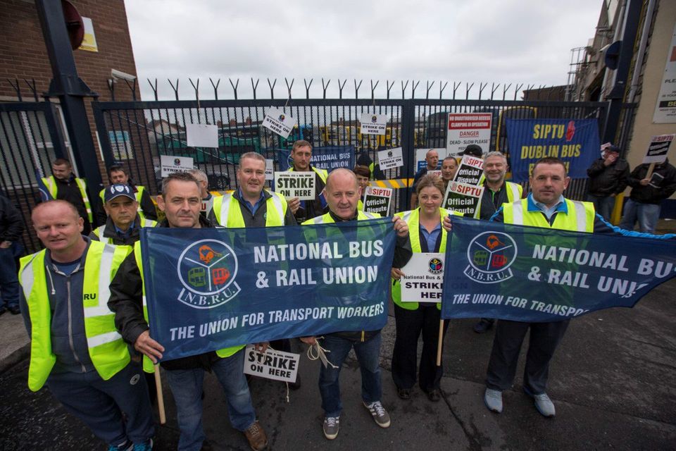 Workers on the picket line for the Dublin Bus strikes (Photo: Mark Condren)