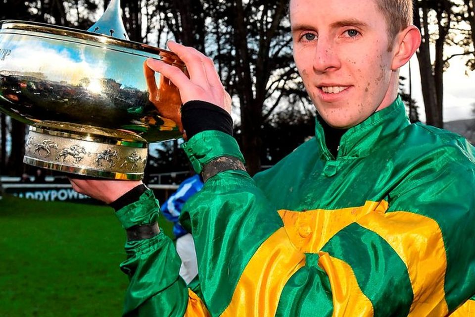 Mark Walsh with the Irish Gold Cup after he won on Carlingford Lough. Photo: Matt Browne / Sportsfile