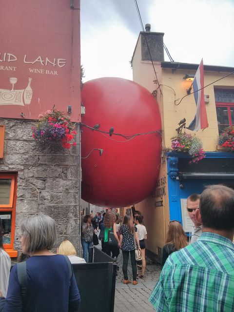 The Giant red ball in Druids Lane in Galway city. Photo credit: Eimear Phelan