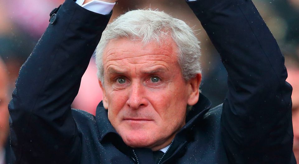 Mark Hughes, Manager of Stoke City shows appreciation to the fans. Photo: Getty Images