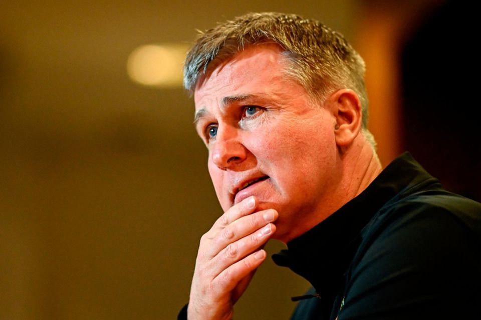 Stephen Kenny will urge his players to take risks but his side must be ready to apply the brakes and stop the counter-attack. Photo: Sportsfile