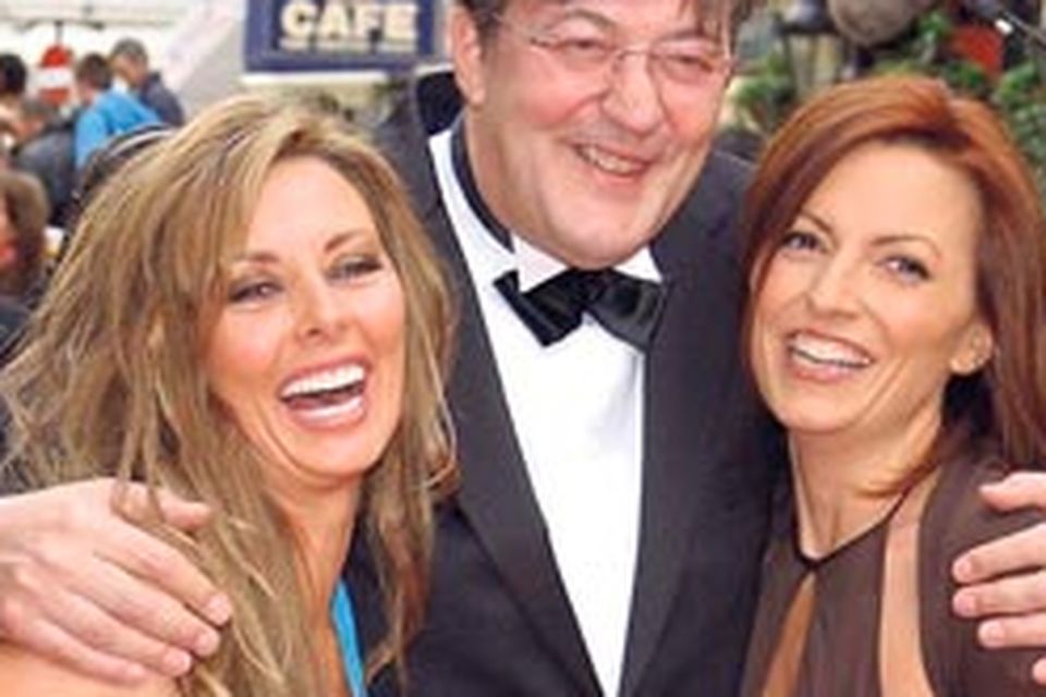 MAKING WAVES: TV star, actor and Twitter royalty Stephen Fry, pictured with Carol Vorderman, left, and Davina McCall, has rowed in behind Irish software start-up Soundwave, which may be just about to completely revolutionise the global music industry.