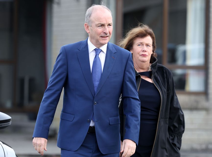 Tanaiste Micheal Martin and his wife Mary pictured at the funeral of former Fianna Fail deputy leader, Mary O'Rourke, at Our Lady Queen of Peace Church