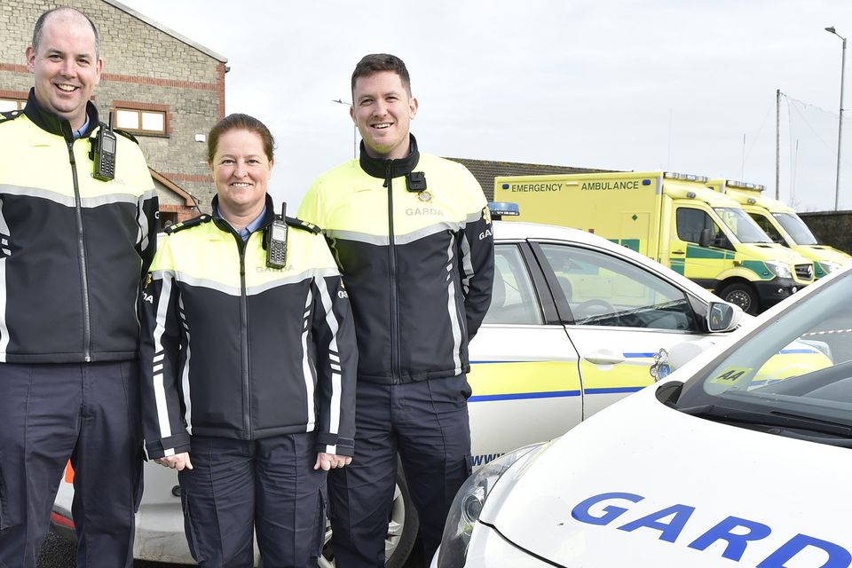 Garda Sgt Michael Hall, Garda Linda Murphy (GGR Committee) and Garda Donal Kelly pictured at the Great Gorey Run in memory of Nicky Stafford on Sunday morning. Pic: Jim Campbell