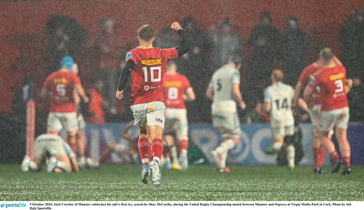 Jack Crowley shines as Munster defy the conditions to bounce back from Zebre defeat with bonus point win