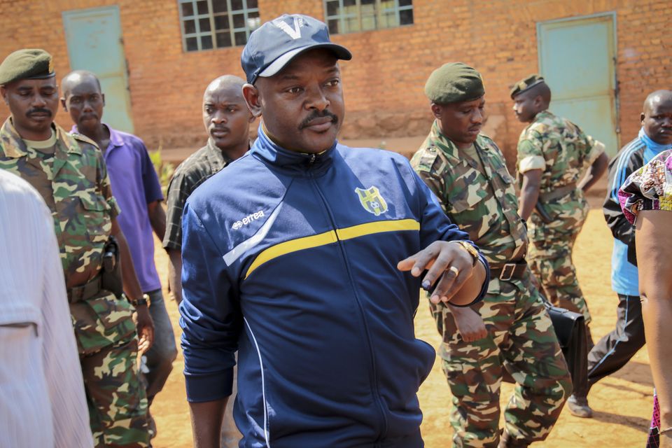 File picture of Burundi's President Pierre Nkurunziza walking to a polling station (AP)