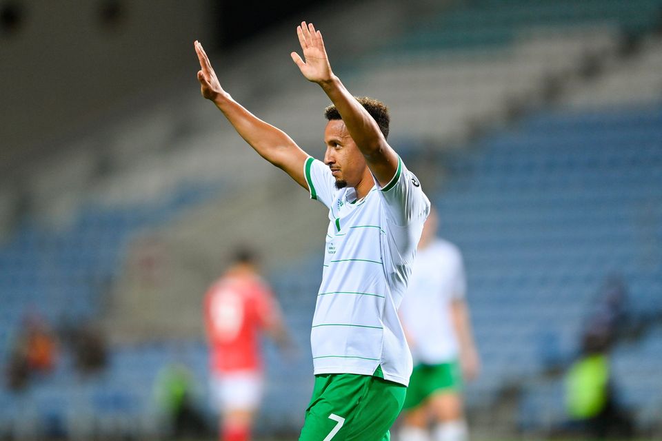Callum Robinson celebrates his goal for Ireland against Gibraltar last Monday