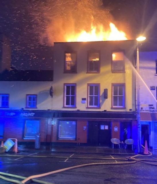 The fire at the premises in Ringsend. Photo: Dublin Fire Brigade