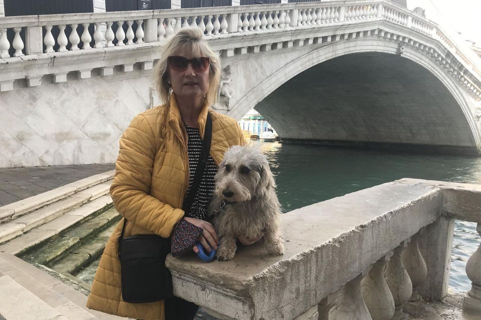 "And the words I hear from those Venetians as they smile fondly at Dudley as they walk by? “Molto felice, molto felice!” And yes, they are right; Dudley is very happy." Roslyn Dee with her dog Dudley in Venice