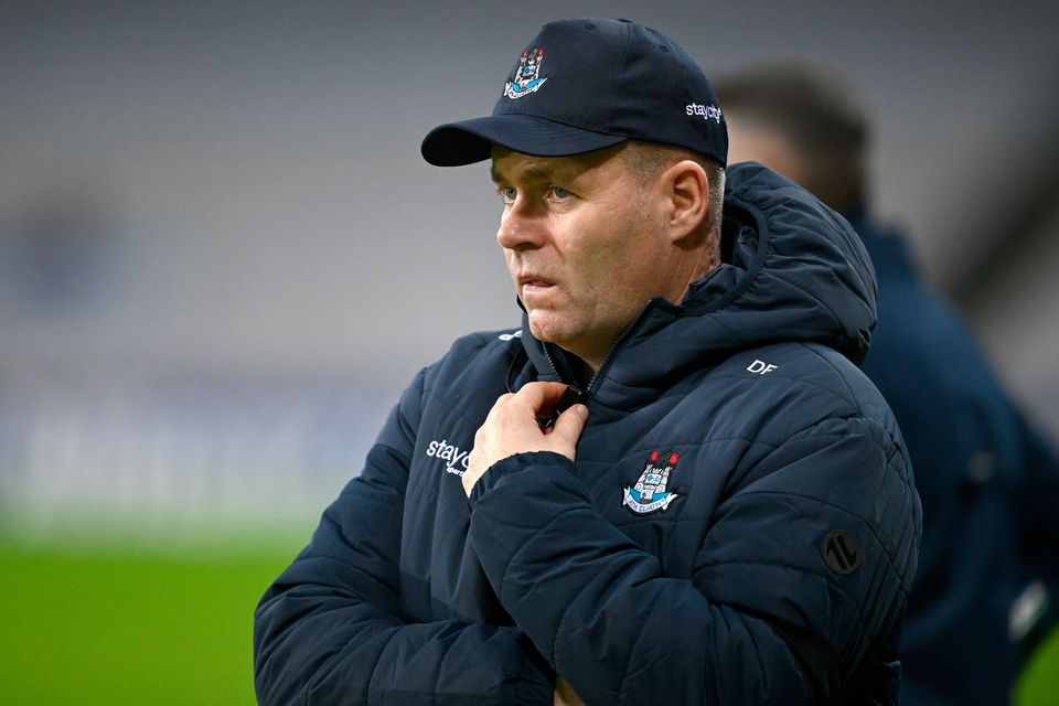 Dublin manager Dessie Farrell near the end of the Allianz Football League Division 1 match between Dublin and Roscommon at Croke Park