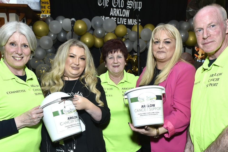 From left: Breda Kelly with Shannon Keenan, Mary O'Brien, Director of Services, Arklow Cancer Support, Colleen Coyne and Tom Kelly during the Enhanced Beauty Fundraiser for Arklow Cancer Support in The Old Ship Inn, Arklow.
