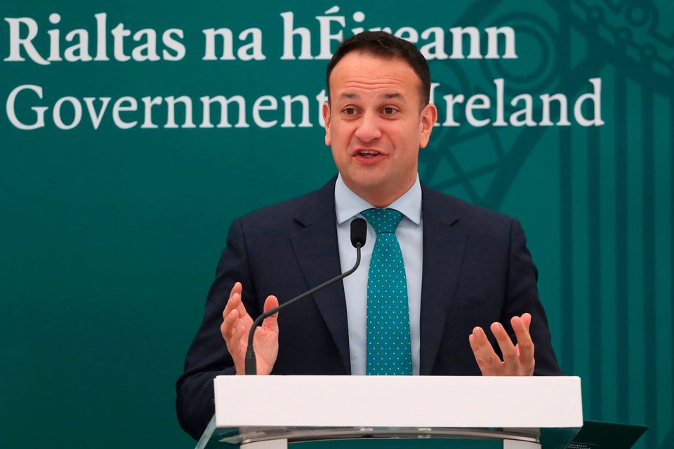 Taoiseach Leo Varadkar speaks at the global Irish lunch at the US Institute of Peace in Washington DC yesterday. Photo: Niall Carson