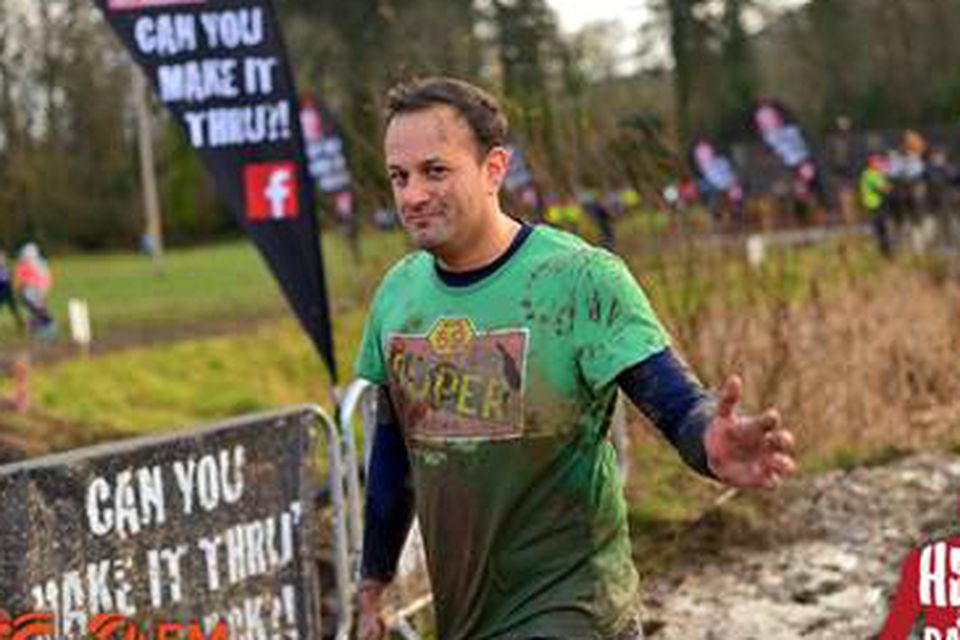 Hell and back: Leo psyched himself up for the election by taking part in an endurance run in Bray, Co Wicklow.