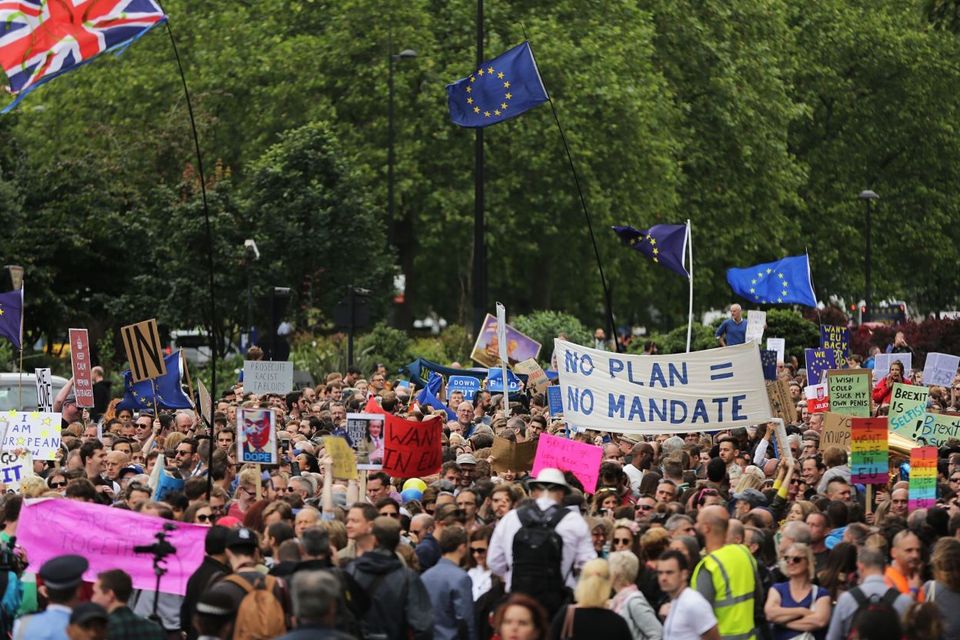 Remain supporters near Park Lane in London