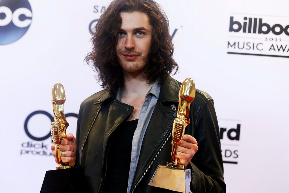 Musician Hozier poses backstage with his awards for Top Rock Artist and Top Rock Song for "Take Me to Church" at the 2015 Billboard Music Awards in Las Vegas, Nevada May 17, 2015. REUTERS/L.E. Baskow