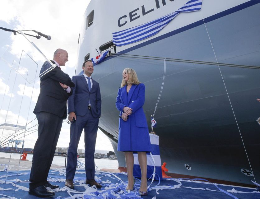 Pictured Eamonn O'Reilly CEO, Dublin Port Company, An Taoiseach Leo Varadkar TD and Geraldine O'Reilly. Photo: Conor McCabe