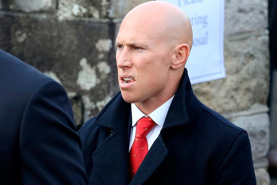Former Munster and Ireland player Peter Stringer pictured after the funeral mass for Anthony Foley at At Flannan’s church in Killaloe today. Picture Credit : Frank Mc Grath