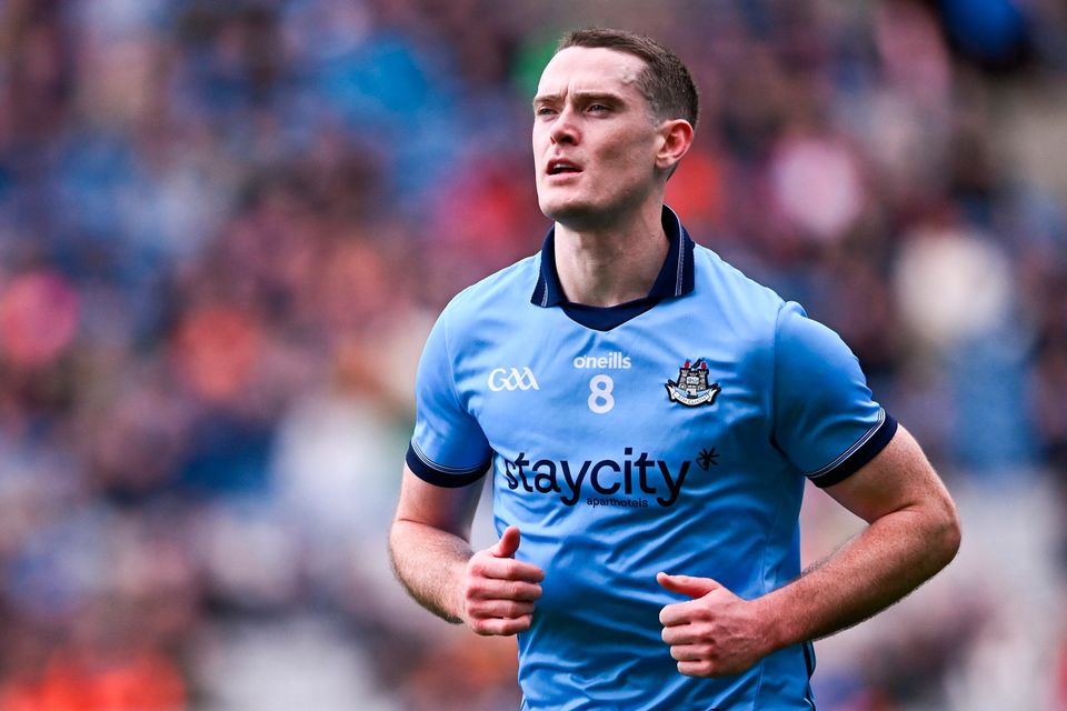 Brian Fenton leaves the field after being sent off against Derry in the NFL Division 1 final