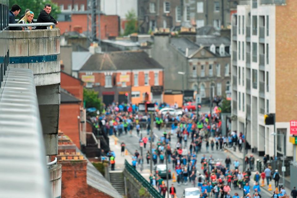 30 August 2015; Supporters overlook Jones's Road ahead of the game. GAA Football All-Ireland Senior Championship, Semi-Final, Dublin v Mayo, Croke Park, Dublin. Picture credit: Ramsey Cardy / SPORTSFILE