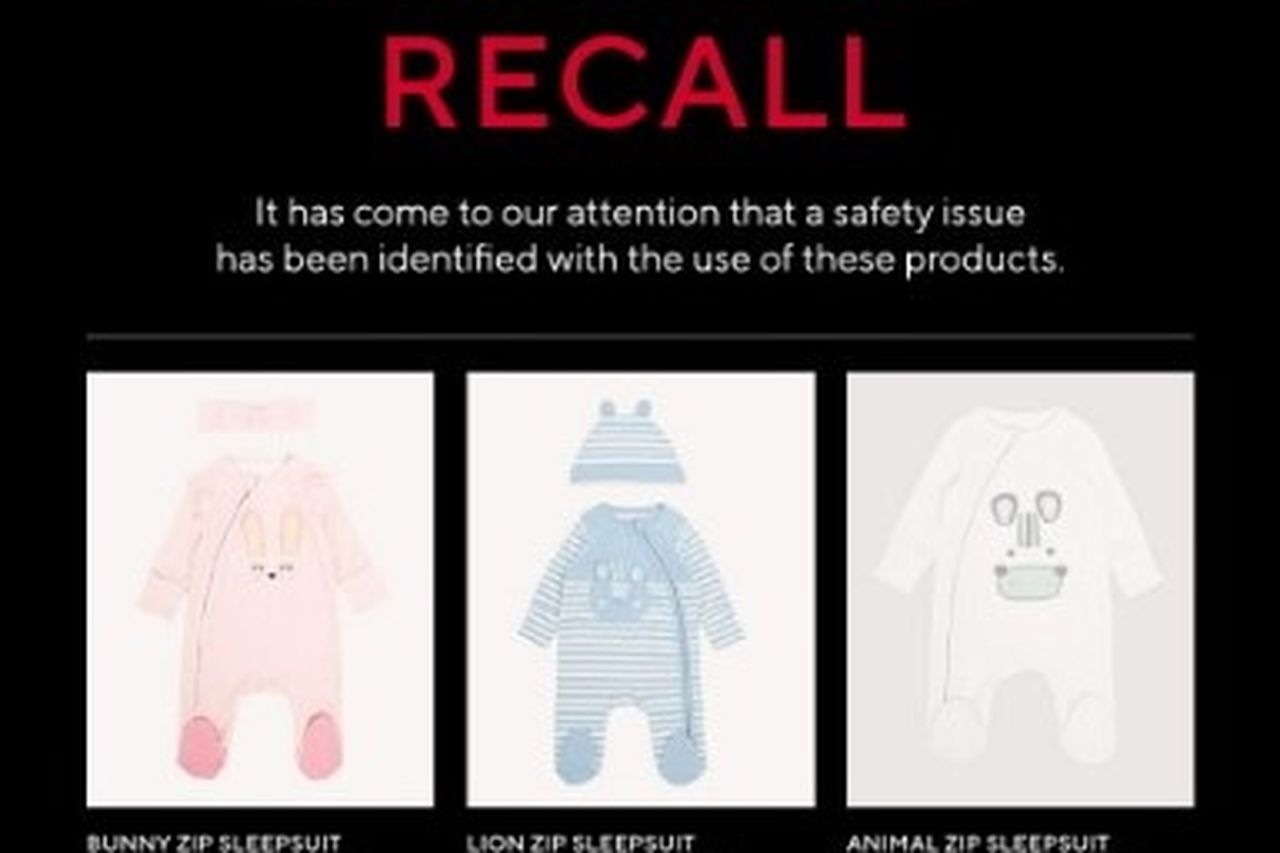 Dunnes Stores Recalls Newborn Sleepsuits Over Safety