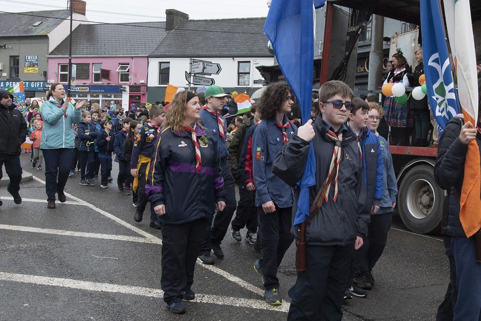 Scouts in the St Patrick's Day parade in Gorey. Pic: JIm Campbell