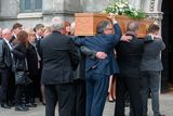 thumbnail: The coffin of musician Pat Fitzpatrick is taken into the chapel at Mt. Jerome crematorium.
Photo: Tony Gavin 22/4/2107