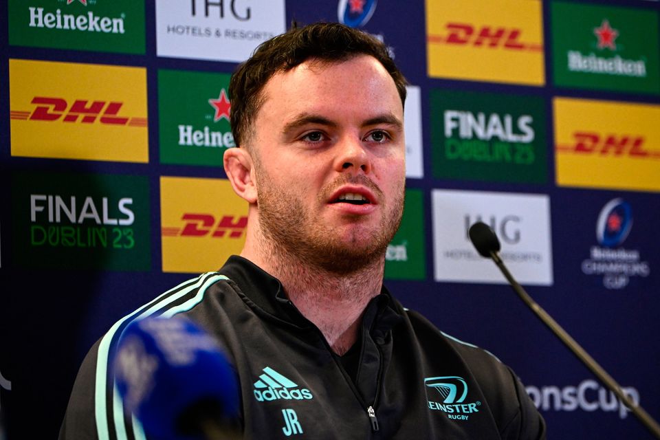 James Ryan during a Leinster Rugby media conference at the Aviva Stadium in Dublin