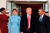 thumbnail: US President Barack Obama(R) and First Lady Michelle Obama(L) welcome Preisdent-elect Donald Trump(2nd-R) and his wife Melania to the White House