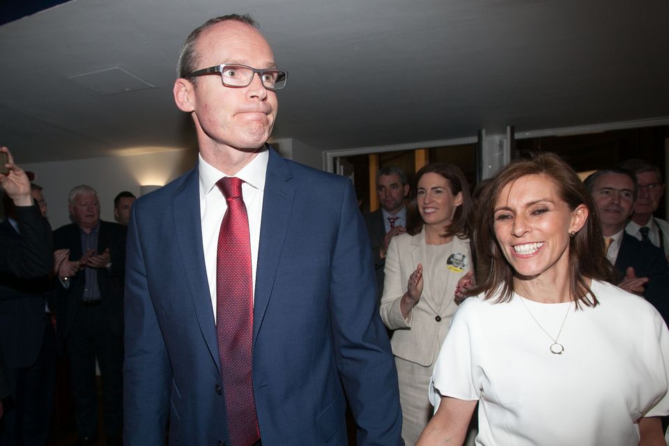 Simon Coveney TD with his wife Ruth  during the Fine Gael Leadership Election at the Mansion House, Dublin