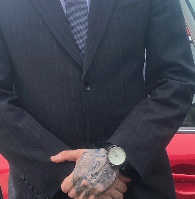 The would-be garda is devastated at not getting to follow his dream career. Pictured is his lion tattoo, which was a tribute to his son who was fighting a kidney disease during Covid