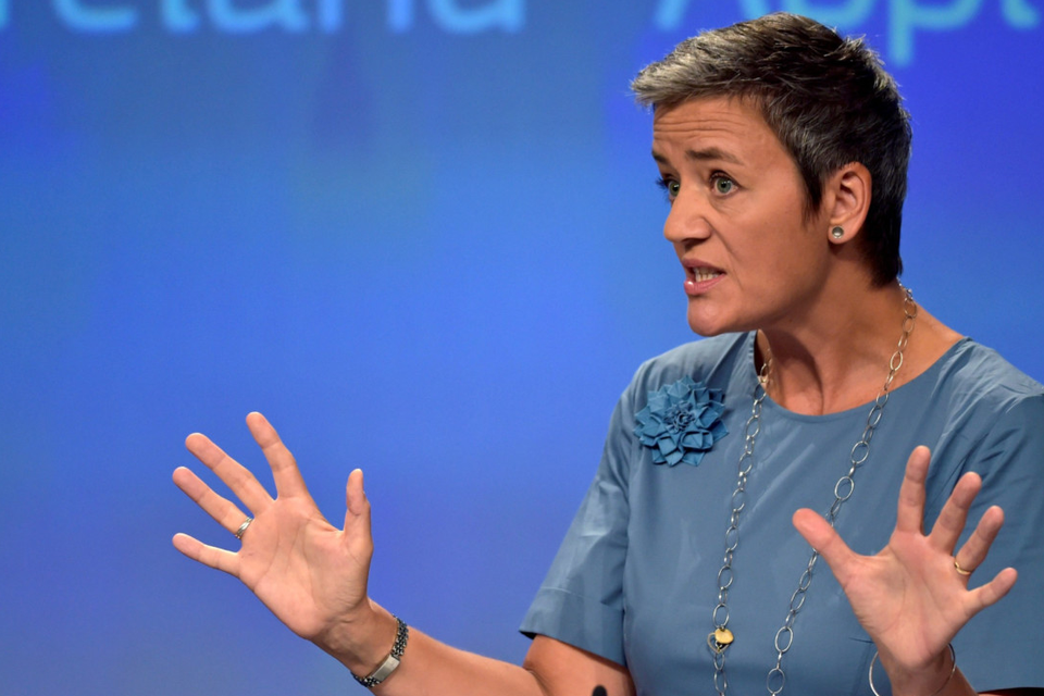 Commissioner Margrethe Vestager at a news conference on Ireland’s tax dealings with Apple at the EC in 2016. Photo: Reuters