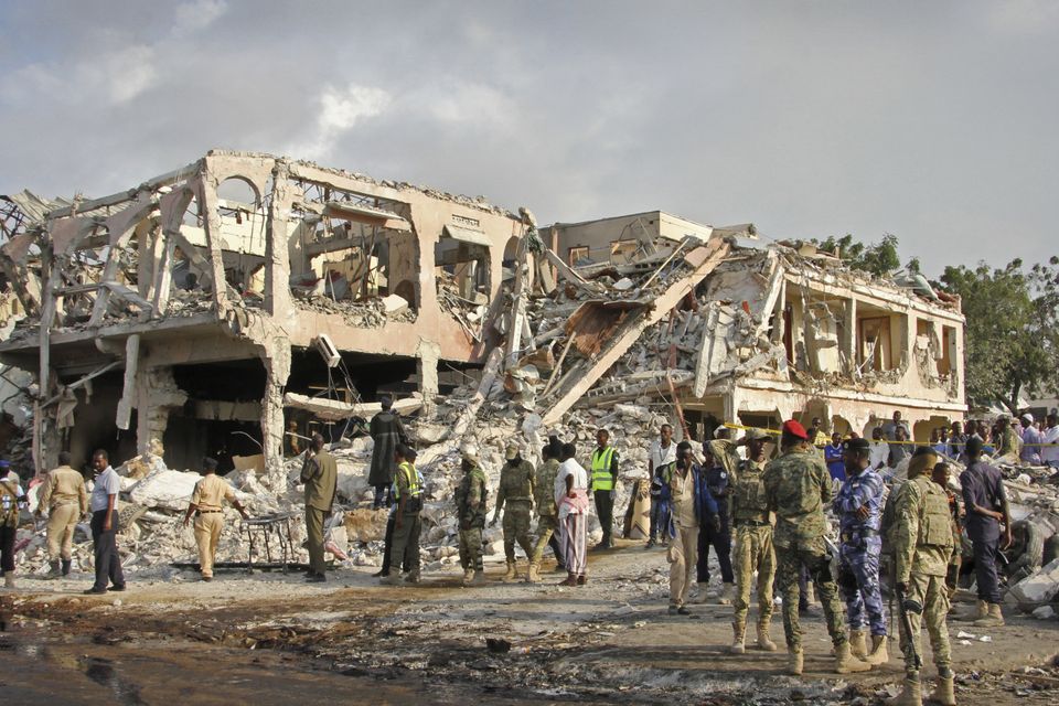 The aftermath of October's lorry bomb attack in Mogadishu (AP)
