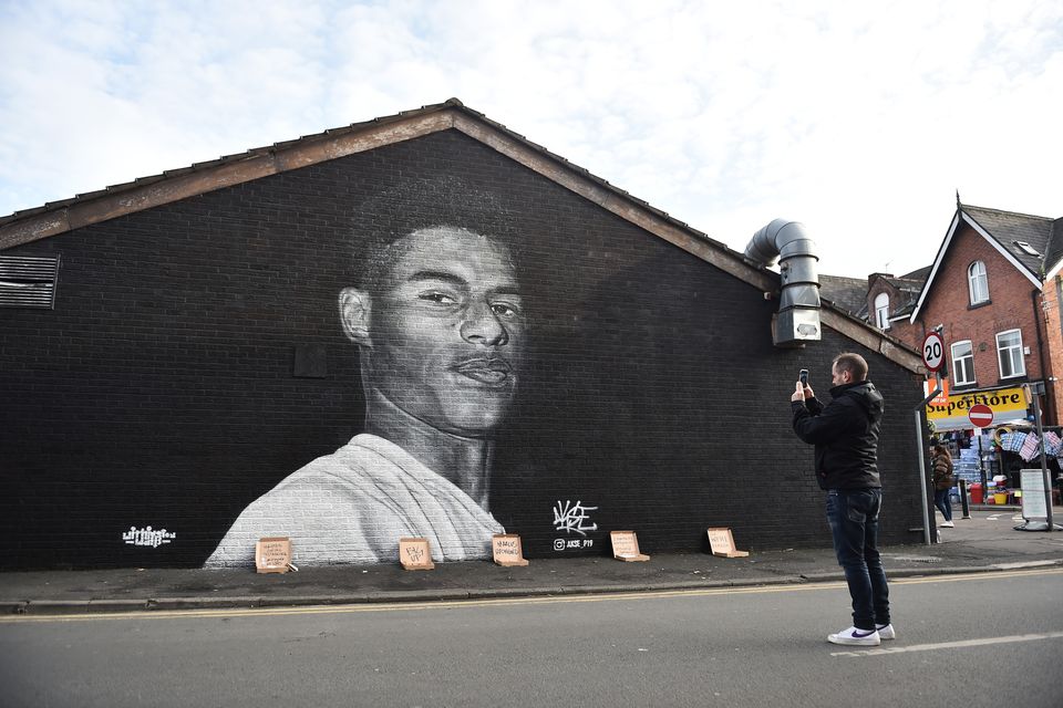 A mural in Manchester to footballer Marcus Rashford, who campaigned for free school meals in the UK. Photo: Nathan Stirk/Getty Images