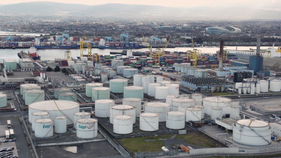 Fuel tanks in Dublin port (Niall Carson/PA)
