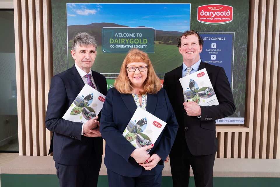 Michael Harte, Ann Fogarty and Sean O Brien, at the launch of the Dairygold Annual Report 2023