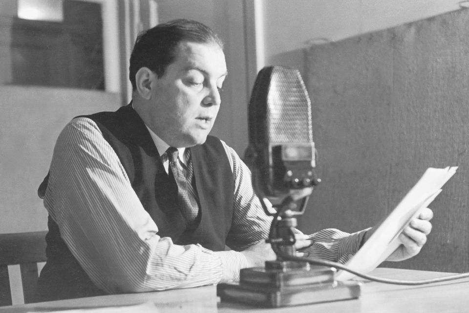 Seeds of division: Sefton Delmer making a propaganda broadcast to Germany from the BBC in 1941. Photo: Getty