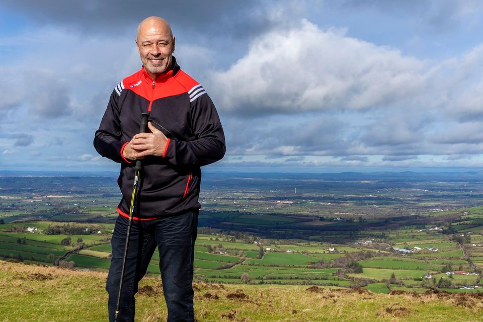 Paul McGrath at the Nine Stones on Mount Leinster, Co. Carlow for the launch of The Columban Way. Photo: Marc O’Sullivan