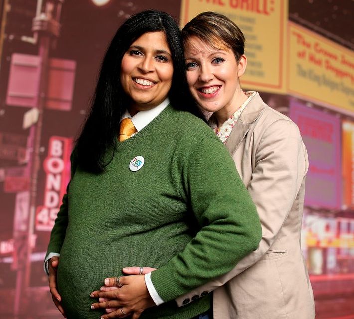 Over the moon: Dil Wickremasinghe and Ann Marie Toole are having their first baby together in June. Photo: Gerry Mooney.