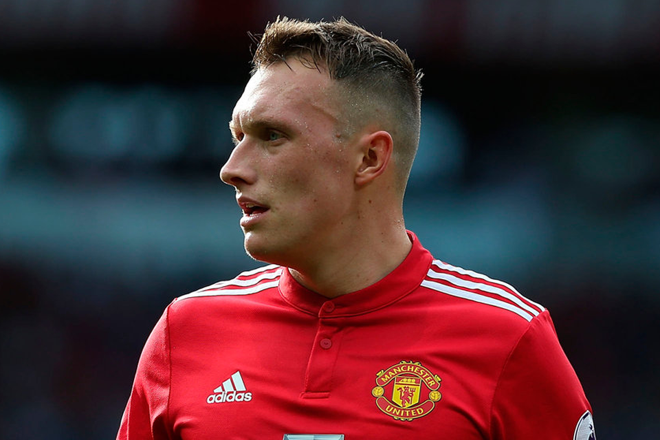 Manchester United's Phil Jones in action during the match against Leicester City at Old Trafford. Photo: Matthew Peters/Getty Images