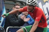thumbnail: Dillon Corkery crosses the line, clearly delighted at winning the 2023 Rás Tailteann.
