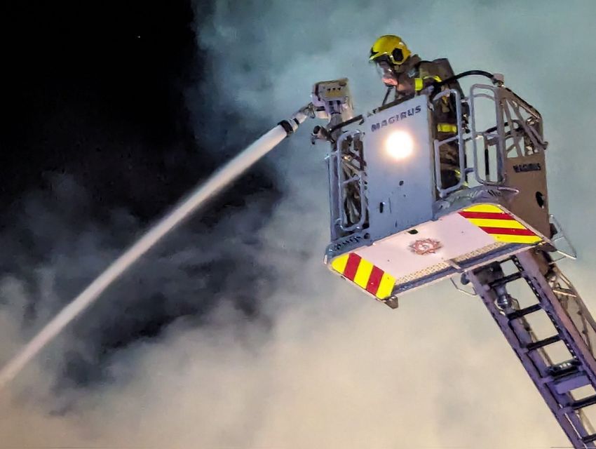 The fire at the premises in Ringsend. Photo: Dublin Fire Brigade